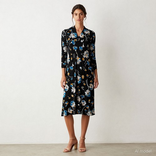 Boho kleid mehrfarbig blumen - mehrfarbig,